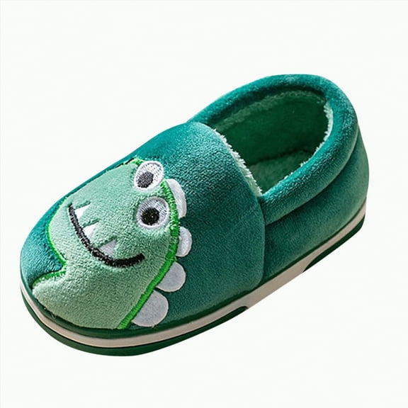 enyan Slippers for Girls Kids Girls Boys Slippers Soft Curly House Shoes Memory Foam Non-Slip Indoor Outdoor Slippers Green,Size 9.5