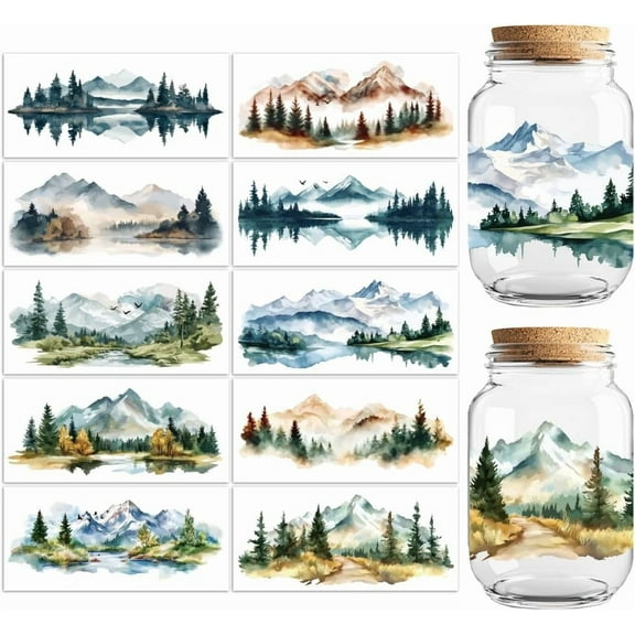 UV DTF Cup Transfer Wraps Stickers Landscape 10 Sheets Waterproof Vinyl 16oz Coffee Glass Cup Tumbler Bottle Mug Decals for Men Women