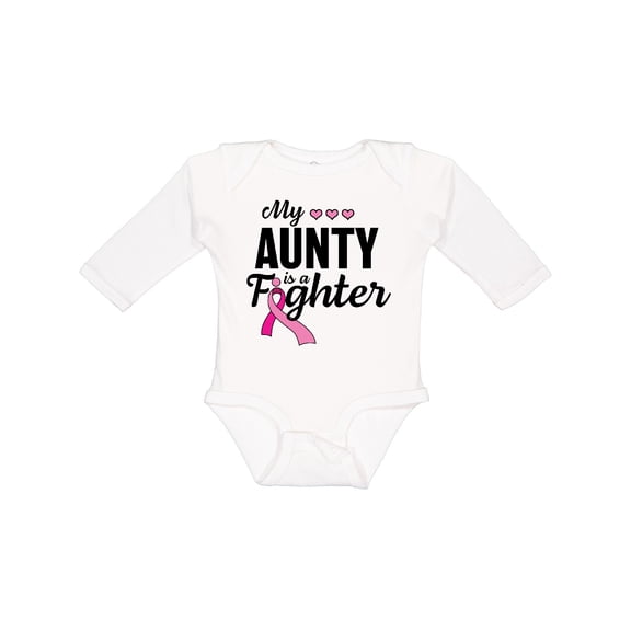 Inktastic Breast Cancer Awareness My Aunty is a Fighter Boys or Girls Long Sleeve Baby Bodysuit