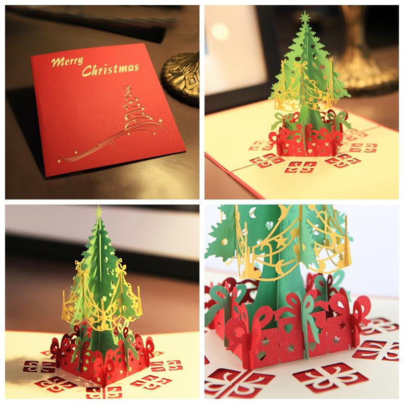 Merry Christmas Card 3D Christmas Tree Xmas Card Assemble Christmas Card 