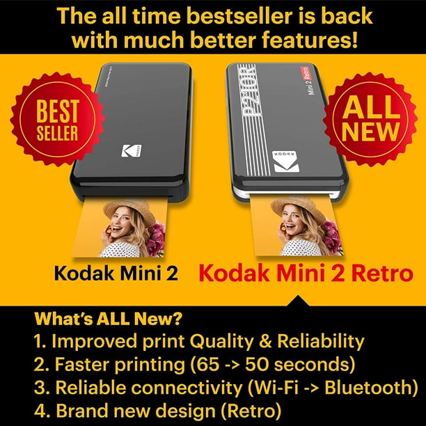 Kodak Mini 2 Retro 2.1x3.4” Portable Instant Photo Printer