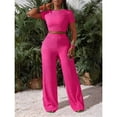 thumbnail image 5 of AURA Womens Plus Size Two Piece Outfit Wrinkled Strap Top and Pants Set Casual Summer Bigsize Matching Set, 5 of 6