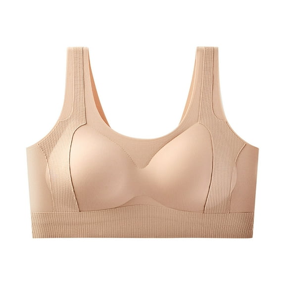 AINIYS Thin Fabric Bralettes Seamless Soft Cup Bra Wireless Plus Size Bralette Cleavage Bra Secure Fit Bra for Women Lift and Support Push-Up Bra Breathable Everyday Bras Khaki XXL