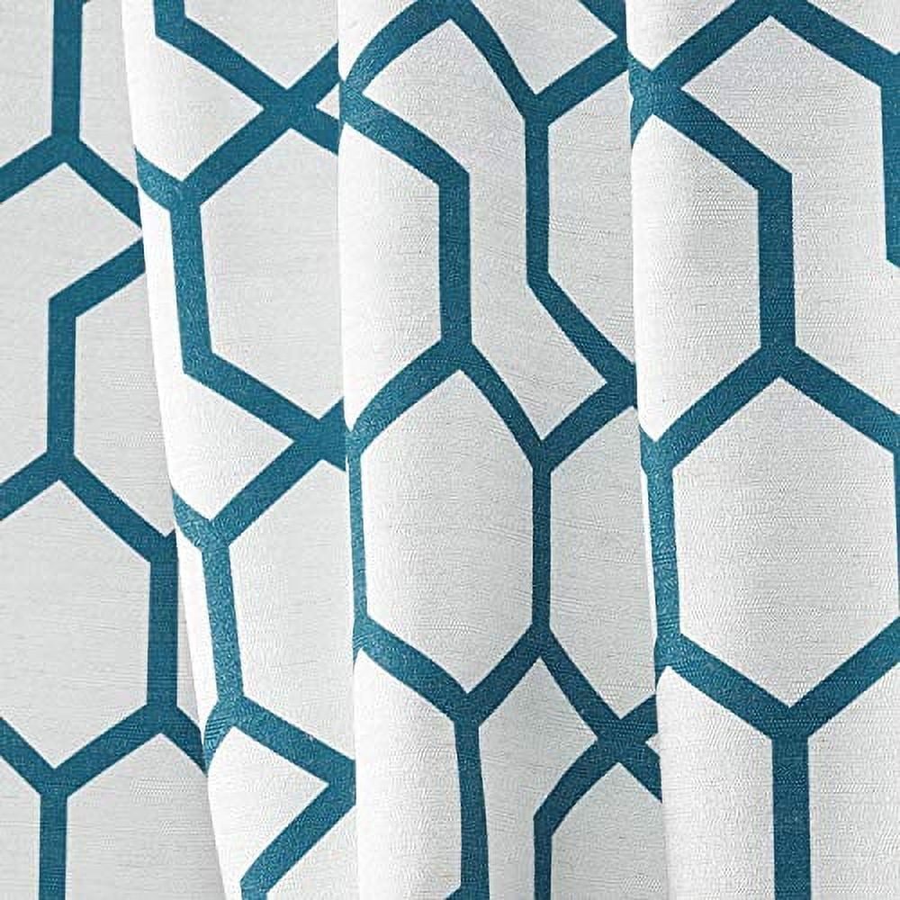 Nicole Miller Hexa Geometric Print Hidden Tab/Rod Pocket Top Light Filtering Curtain Panel Pair, 54"x96", Teal