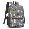thumbnail image 2 of Mixed Breed Dogs Grey Pattern 17" School Backpacks for Teens,Waterproof Oxford Fabric,S-Shape Padded Straps for School,Travel,Hiking,Camping, 2 of 6