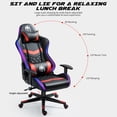 thumbnail image 3 of Czlolo Gaming Chair with Bluetooth Speakers and LED Lights, Music Video Game Chair, Ergonomic Computer Gamer Chair with Headrest and Lumbar Support for Adults, Red, 3 of 8
