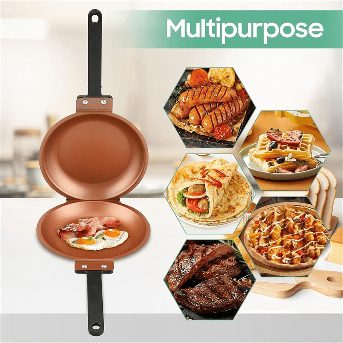 Cake Pan Mexican Folding Non-Stick Frying Double-Sided Breakfast Gold