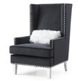 thumbnail image 2 of Wilshire Black High back Velvet Accent Chair with Faux Fur Pillow, 2 of 5