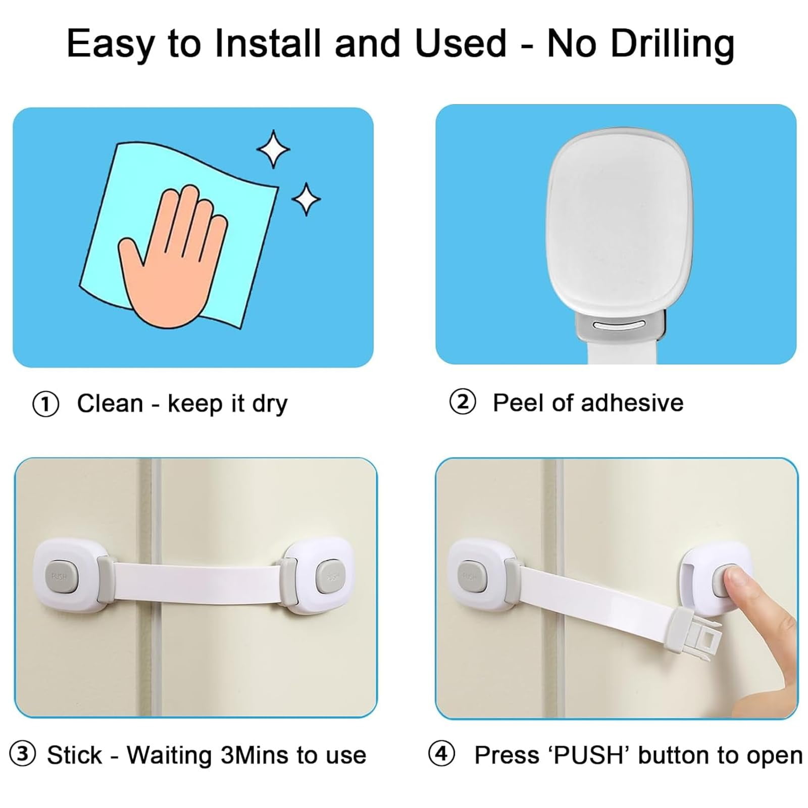Xl-Kang 12 pack Baby Safety Cabinet Locks | Baby Proofing | Easy To Install | Cabinet Locks | Refrigerator Lock | Drawer Locks Child Safety | Door Locks for Kids | Door Latch (Locks)