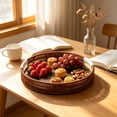 thumbnail image 5 of Round Woven Style Storage Tray Decorative Serving Basket Imitation Rattan Organizer for Coffee Table Fruit Home, 5 of 5