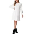 thumbnail image 2 of INSPIRE CHIC Elegant Long Sleeve Dress for Women's Wedding Guests Crew Neck Solid Dresses, 2 of 6