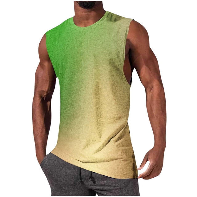Pullover de Impresión de Moda Casual de los Hombres Cuello Redondo sin Mangas para Deportes Al Aire Libre Y Uso Diario