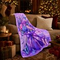 thumbnail image 3 of Romantic Butterfly Floral Bouquet Purple Bow Fantasy Garden, Cozy Friendship Quote Scene, Warm Flannel Blanket for Living Room and Reading Nook, Art Lovers Friendship Gift, Fantasy Home Decor, 3 of 9