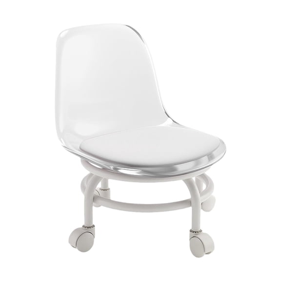 Fzaqwen Low Rolling Stool and Backrest with Wheels Movable Mini Stool Swivel Chair Stool Clear