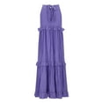 thumbnail image 6 of Womens Dresses Summer Sleeveless Long Solid Color Loose Halter Neck Ruffle Maxi Beach Casual Dress Purple XL, 6 of 8