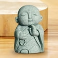 thumbnail image 3 of deevoka Japanese Monk Figurine Tea Pet Buddha Sculpture for Desk Shelf Tea Room Holding Prayer Beads, 3 of 8