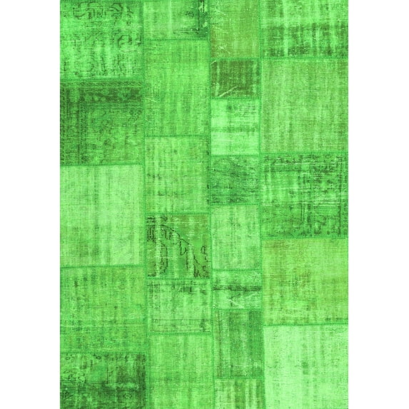 Ahgly Company Indoor Rectangle Patchwork Green Transitional Area Rugs, 6' x 9'