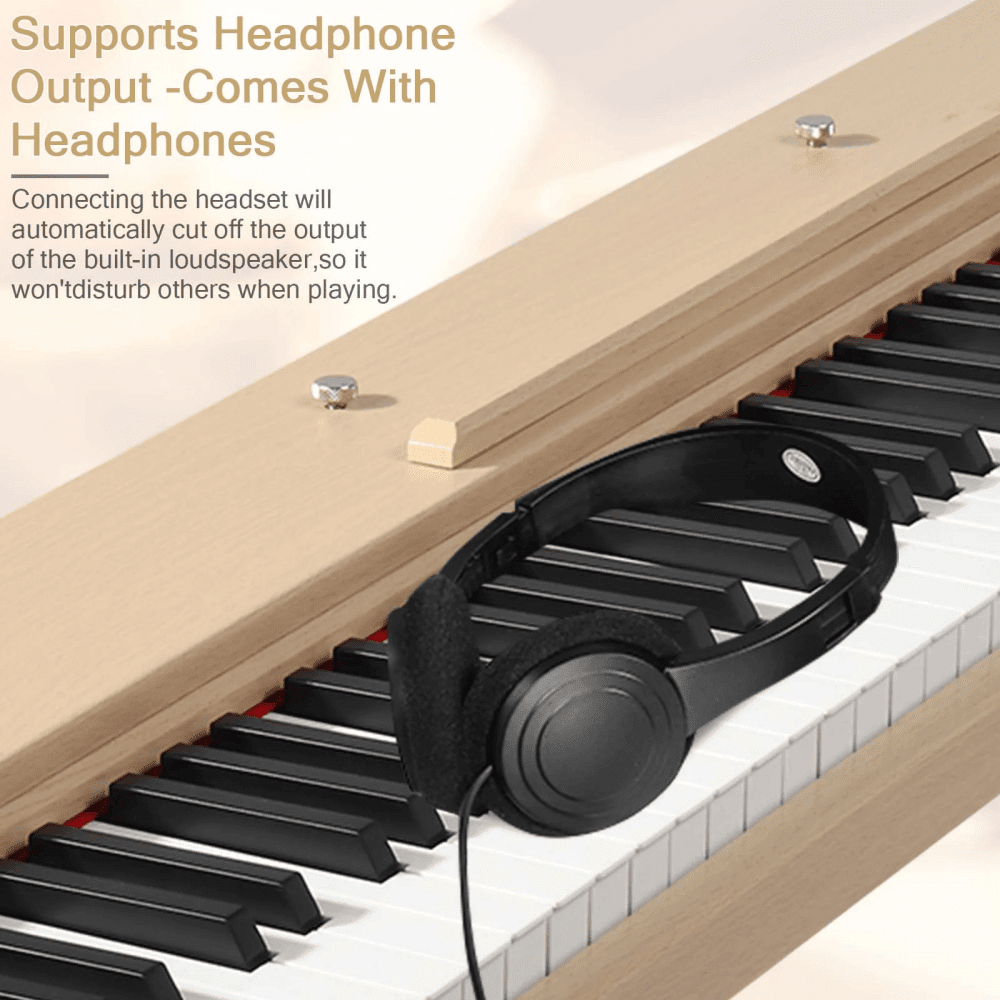 Tcbosik Digital Piano Keyboard 88 Key Semi-Weighted for Beginners, Full Size Piano with Stand, Headphone, MIDI Bluetooth, Triple Pedals and Other Accessories for Home, Natural