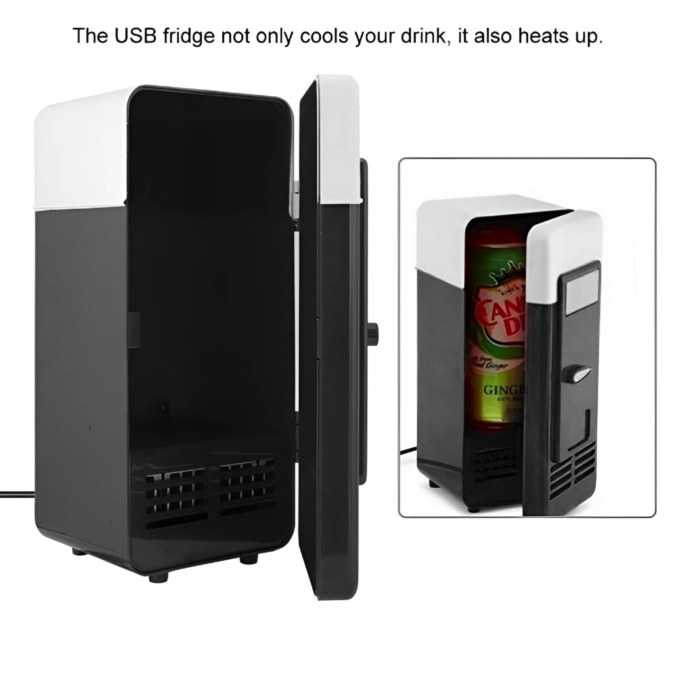 HIBIBUD Mini Fridge,Portable Car Fridge USB Hot Cooler Freezer Food Skin Care Products Storage Small Fridge Compact Cool Fridge For Cola Coffee In The Car Office Desk&College Dorm Room Bedroom