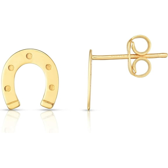 Floreo 14k Yellow Gold 8.5mm Horseshoe Stud Earrings