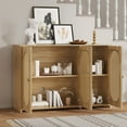 thumbnail image 7 of Lunale 48.8" Retro 3-Door Storage Sideboard Cabinet with Artificial Rattan Doors for Living Room and Hallway, Natural, 7 of 7