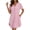Pink, variant on Women's Soft Cotton Nightgown, Short Sleeve V-Neck Button Down Sleepshirt with Pockets, Casual Striped Night Gowns, Size M (Pack of 1)