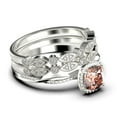 thumbnail image 2 of Twisted Infinity Band Dazzling Boho & hippie 2.00 Carat Round Morganite And Diamond Moissanite Engagement Ring, Classic Wedding Ring in 925 Sterling Silver With 18k White Gold Plating, Trio Rings, 2 of 4