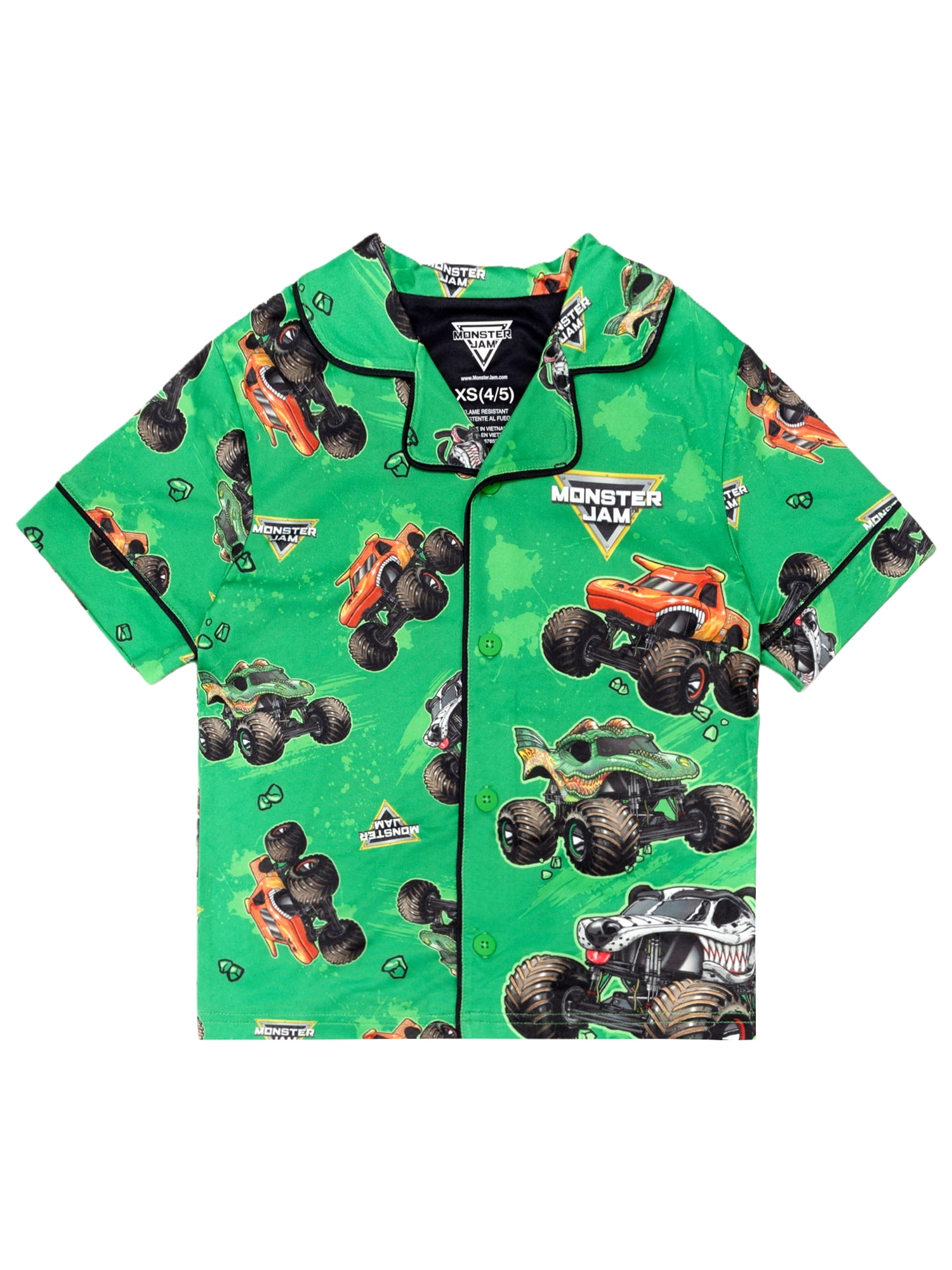 Monster Jam Boys 2-Piece Coat and Short Pajama Set, Sizes 4-12