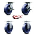 thumbnail image 2 of 8 Inch Solid Poly Caster Set with Ball Bearing 2 Brakes and 2 Rigid SCC, 2 of 2