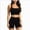 E15--Black, variant on Women 2Piece Activewear Workout Yoga Set Long Sleeve Crop Top And High Waist Leggings Gym Outfit Yoga Shorts Sets Black ,S