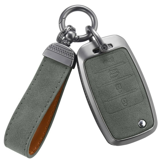 Compatible with Kia Key Fob Cover with Keychain Leather Key Case Protector Fit for Sedona Rio Optima Soul Sportage Sorento Carens Flip Key
