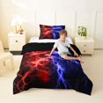 thumbnail image 4 of Homewish Red Blue Lightning Twin Comforter Sets,Aesthetic Artwork Bedding Set,Black Reversible,2 Pieces,1 Comforter and 1 Pillowcase, 4 of 7