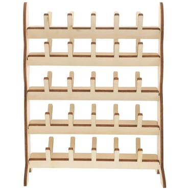 BESTONZON Durable Wooden Thread Storage Rack Khaki for Home Sewing and DIY