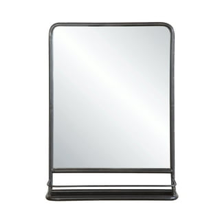 WONSTART Bathroom Mirror with Shelf, Black Rectangle Wall Mirror Metal  Frame, Hanging Horizontal or Vertical (24'' X 20'')