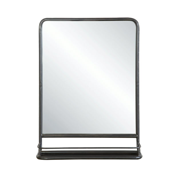Large Metal Framed Mirror With Shelf, Large Black Bathroom Mirror With Shelf