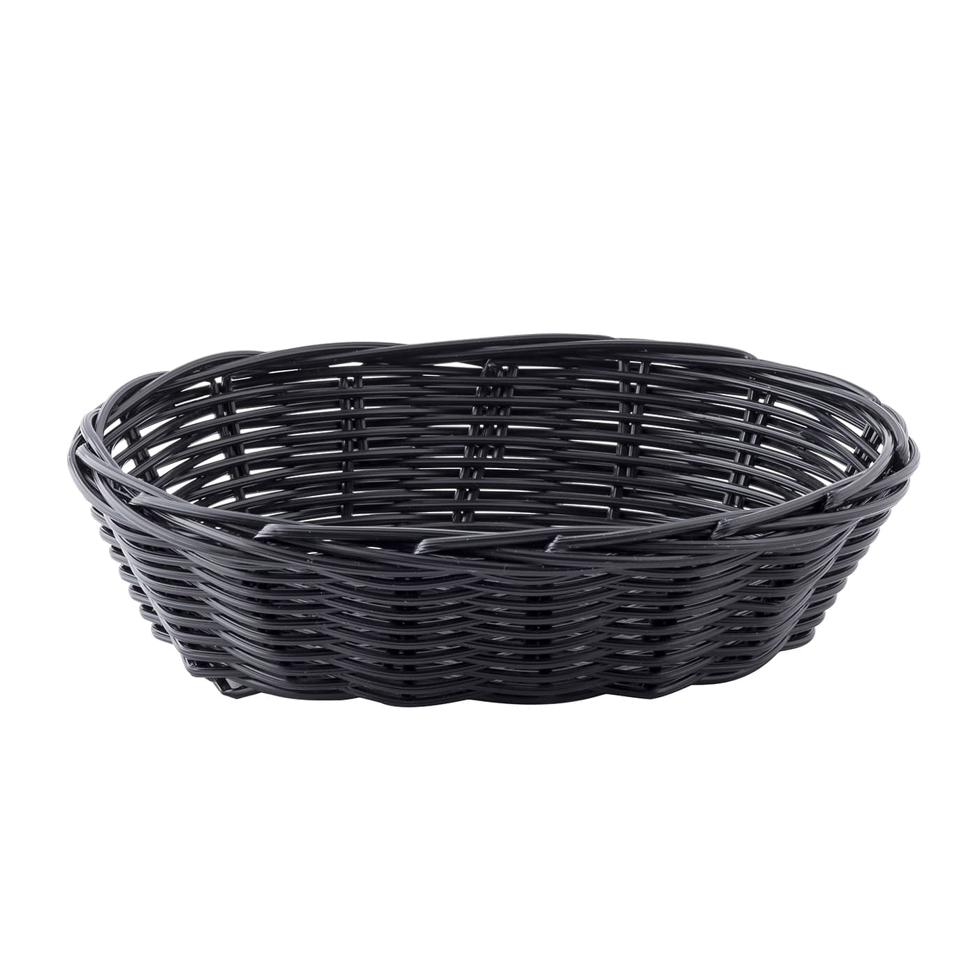TableCraft 2471 Black 7 x 5" Oval Woven Plastic Basket - Dozen"