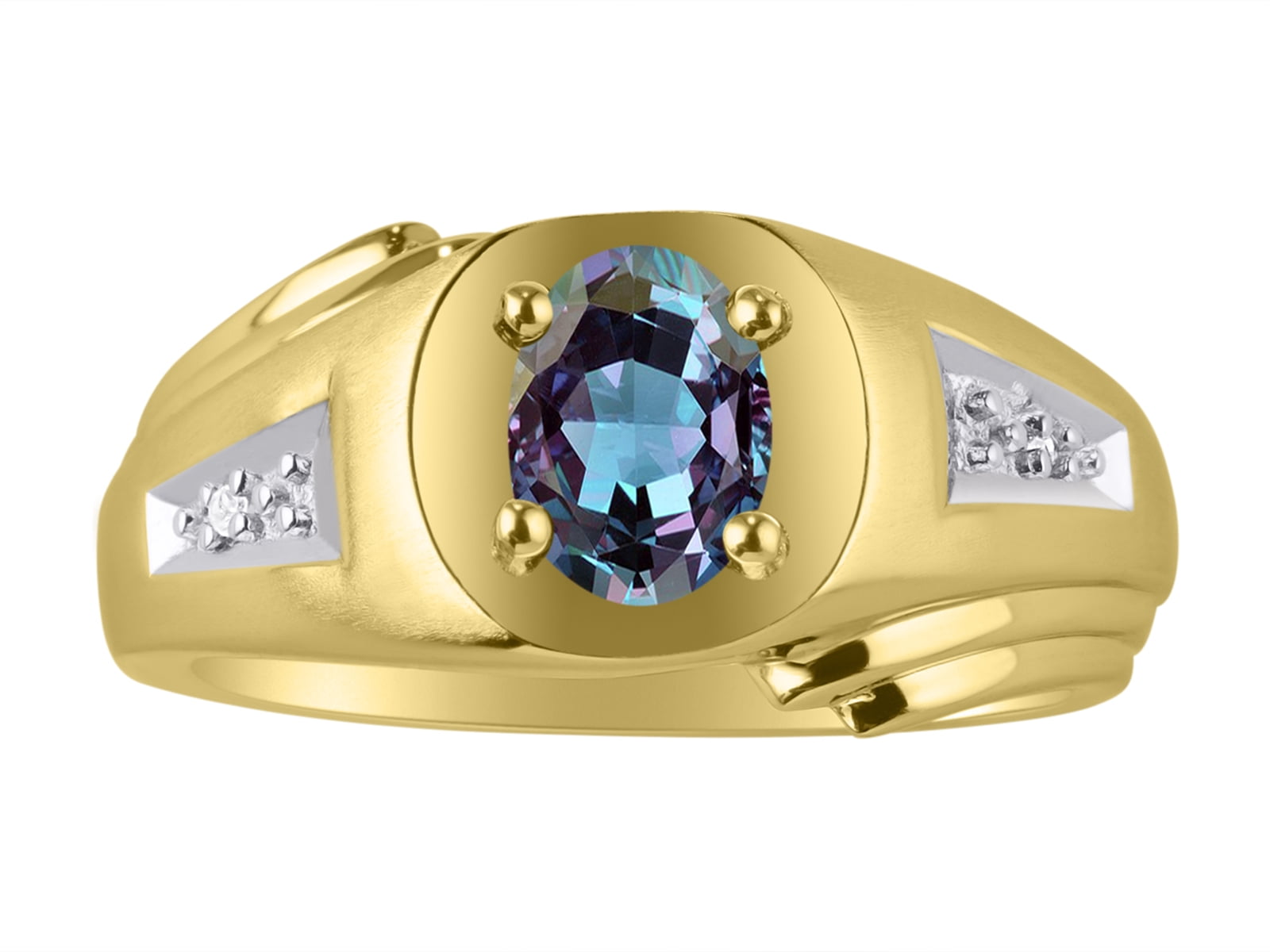 Color St Details about   Diamond & Simulated Alexandrite Ring Set In Yellow Gold Plated Silver