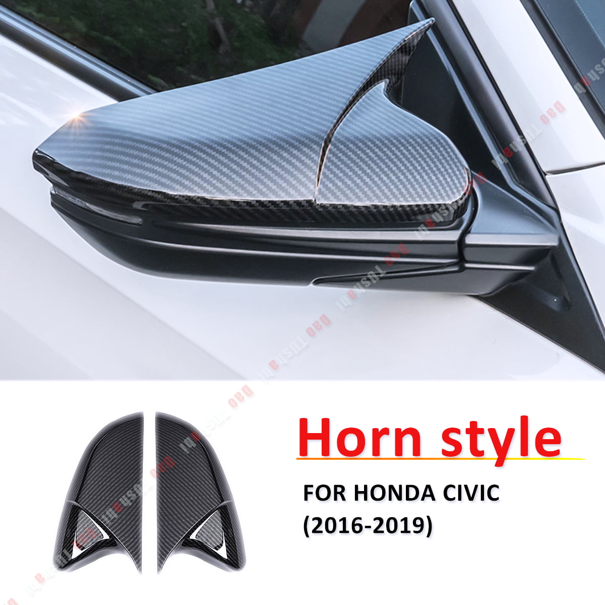 2x Carbon Fiber Storage Box Handle Cover Molding Trims For Honda Civic 2016-2020 