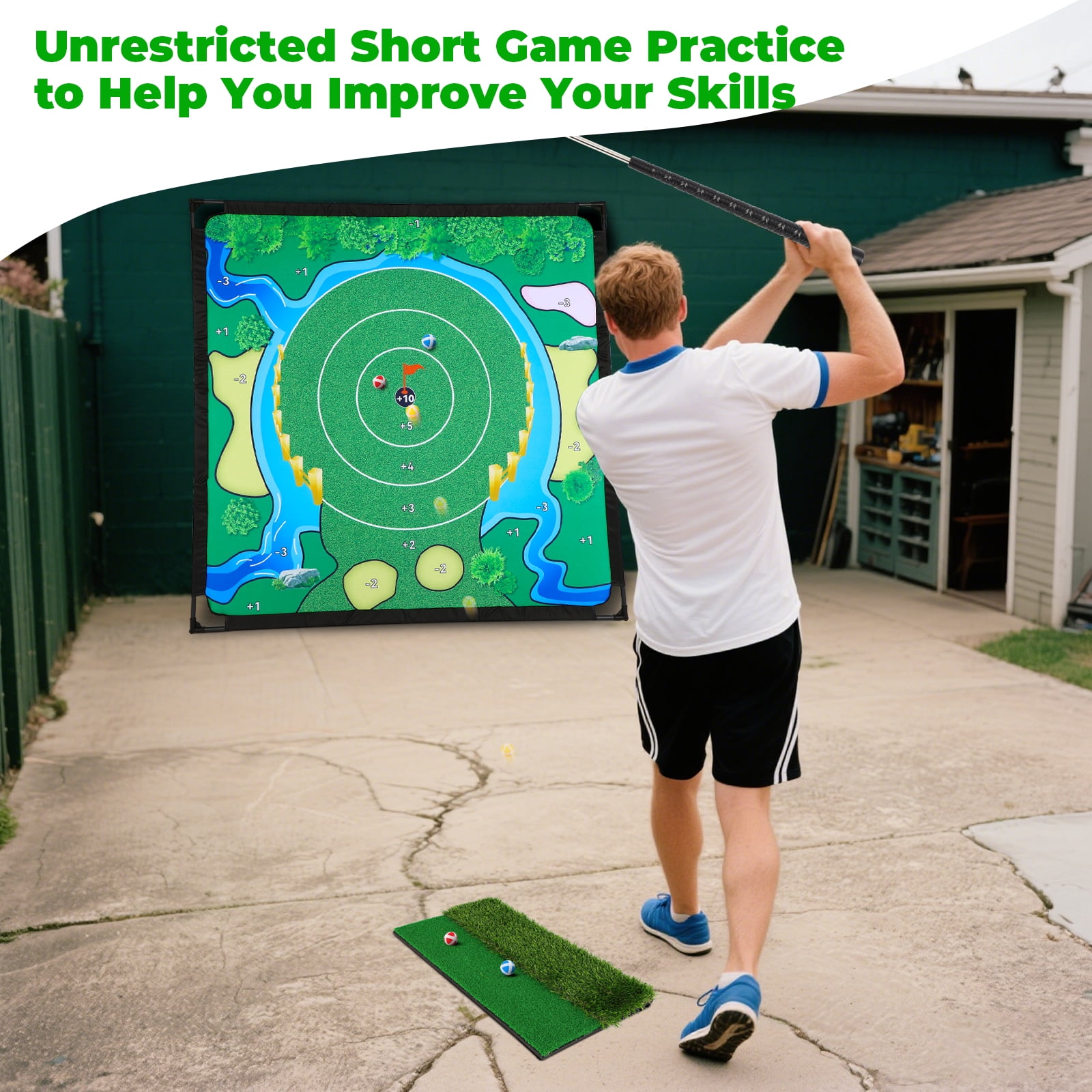 Golf Chipping Game, Golf Game, Balls x 40,The Original Portable Golf Game for Chipping Practice for Family Golfers (Free Adjustable Club x1)
