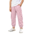 thumbnail image 6 of ZHOGXU Lightweight Summer Solid Color Cargo Trouse With Pocket Elastic Waist Kids Girls Pants Outdoor Activities, 6 of 9