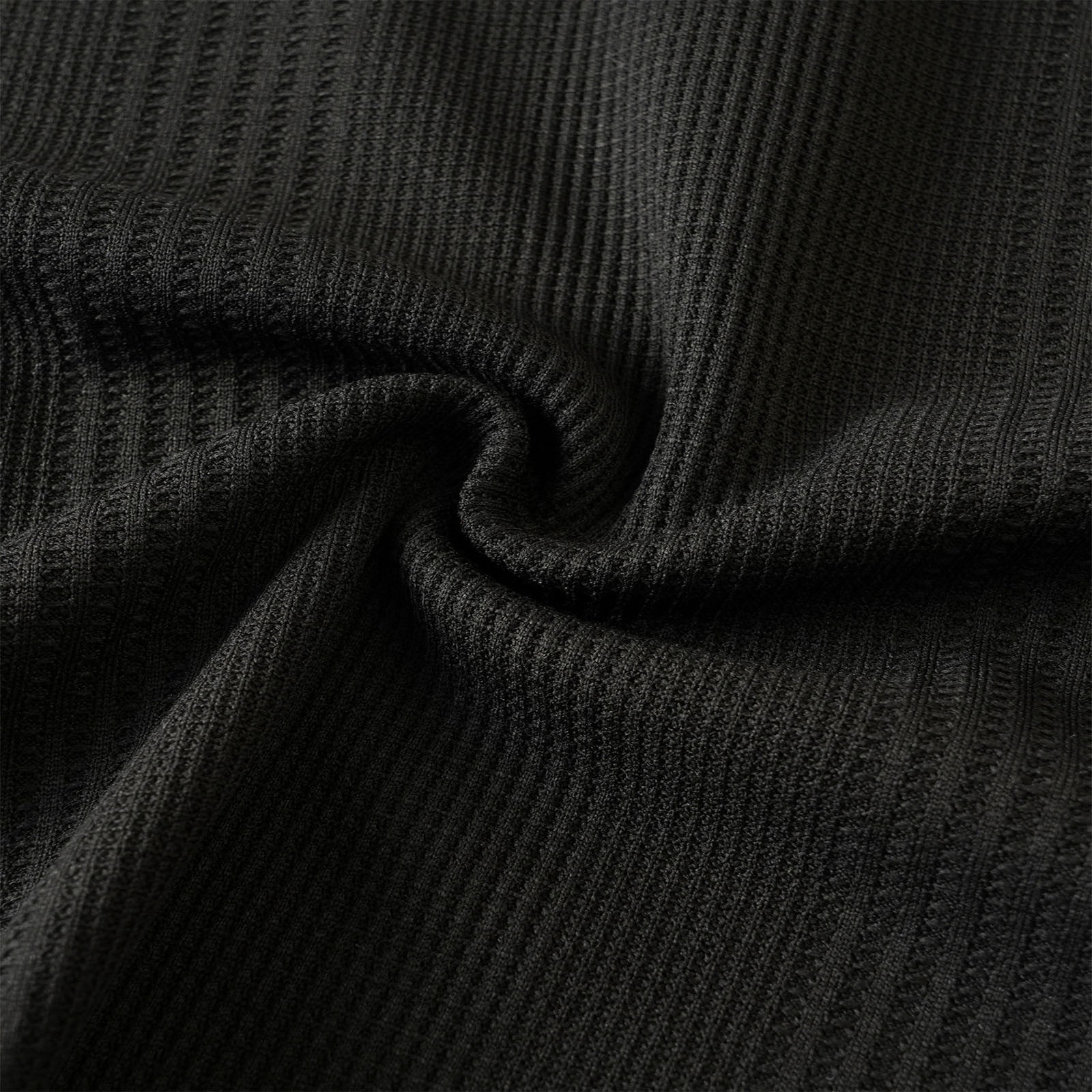 GuangCheng George Men Waffle Knit Henley Shirts,Long Sleeve,Slim Fit,Soft,Breathable,Comfortable,Button Placket,Casual Tees,Black,Size 3XL