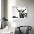 thumbnail image 3 of JRXY  HOME Black and White Highland Cow Photograph Stretched Canvas Wall Art,Living Room 16x12in, 3 of 4