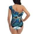 thumbnail image 5 of Gaeub Watercolor Turtle4 Women's One Shoulder Ruffle Tummy Control Swimwear for Swimming Surfing Beach Party - X-Large, 5 of 8
