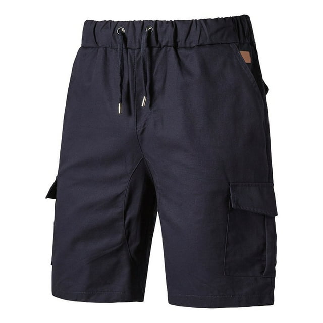 AherBiu Cargo Shorts for Men Outdoor Hiking Shorts with Multi Pockets Summer Casual Drawstring Shorts Solid Color