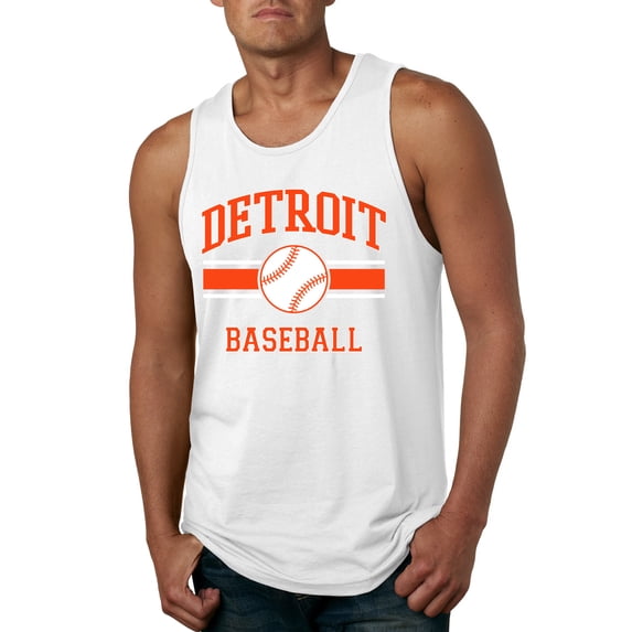 Wild Bobby City of Detroit Baseball Fantasy Fan Sports Men's Tank Top, White, Large