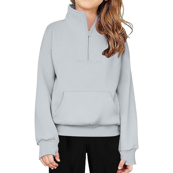 lmcalzta Kids Sweatshirts Turtleneck Fleece Long Sleeve 1/4 Zip Pullover Child Comfy Lightweight Fall Winter Warm Tops 5-14 Years