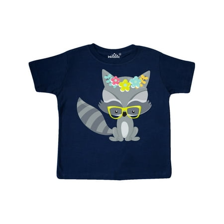 

Inktastic Hipster Raccoon Raccoon With Glasses Flowers Gift Toddler Boy or Toddler Girl T-Shirt