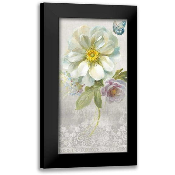 Nai, Danhui 9x14 Black Modern Framed Museum Art Print Titled - Textile Floral IV