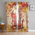 thumbnail image 3 of Sheer Curtains 84 inches Long, Fall Maple Leaf Forest Birds Light Filtering Sheer Window Curtains Rod Pocket Voile Drapes for Bedroom Living Room, 52"W x 84"L 2 Panels, 3 of 7