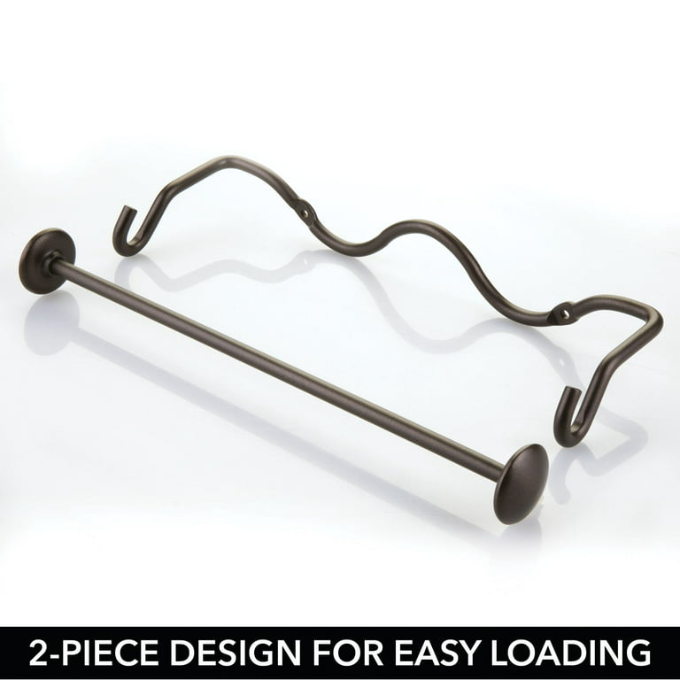 mDesign Steel Horizontal Wall Mounted Paper Towel Holder with Basket -  Bronze
